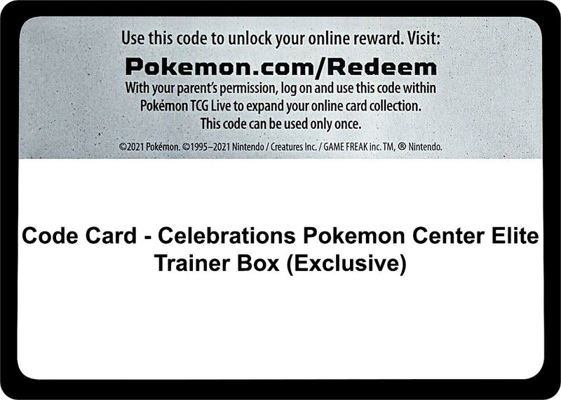 Image for Code Card - Celebrations Pokemon Center Elite Trainer Box (Exclusive) - Pokemon