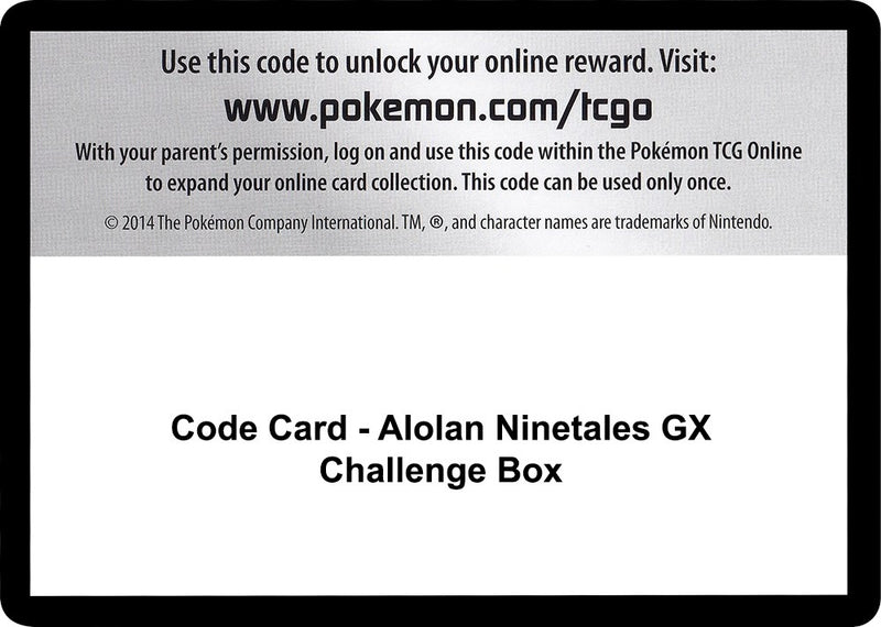 Image for Code Card - Alolan Ninetales GX Challenge Box (SM - Burning Shadows) - Pokemon