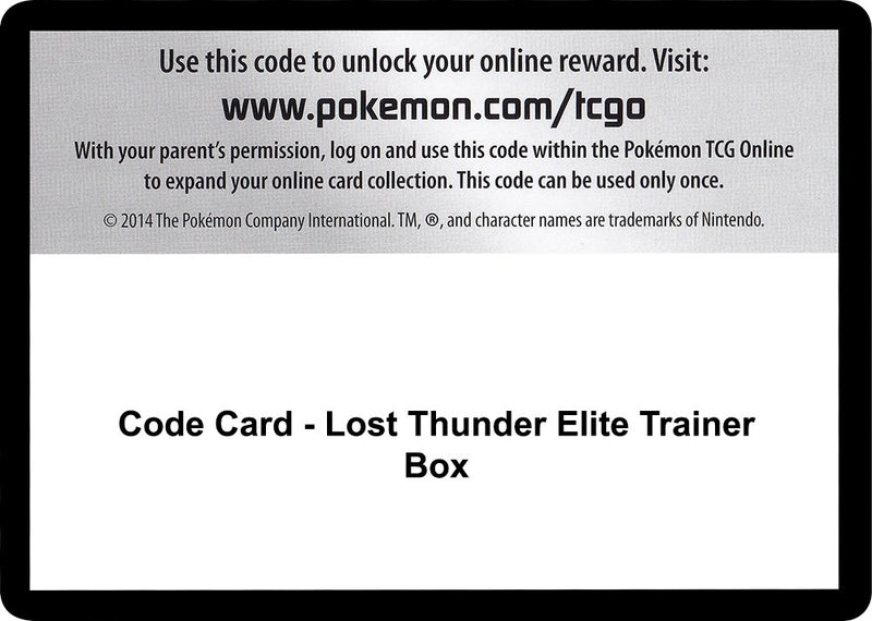 Image for Code Card - Lost Thunder Elite Trainer Box (SM - Lost Thunder) - Pokemon
