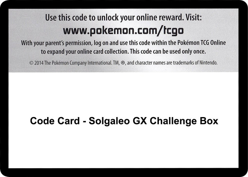 Image for Code Card - Solgaleo GX Challenge Box (SM - Celestial Storm) - Pokemon