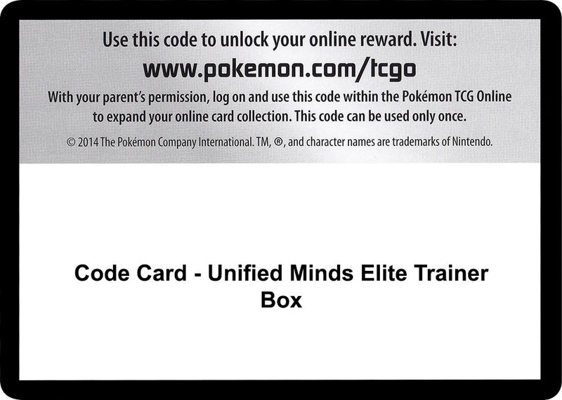 Image for Code Card - Unified Minds Elite Trainer Box (SM - Unified Minds) - Pokemon