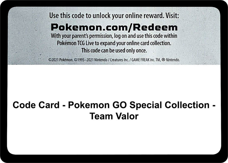 Image for Code Card - Pokemon GO Special Collection - Team Valor (Pokemon GO) - Pokemon