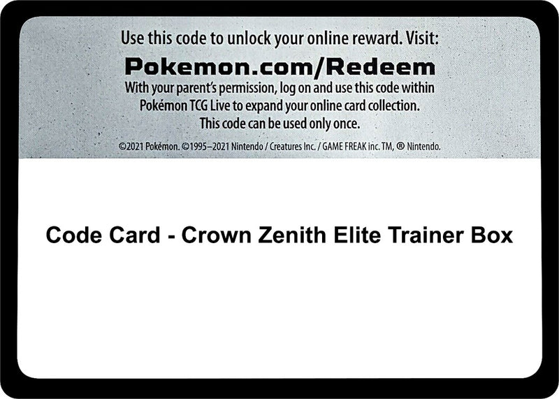 Image for Code Card - Crown Zenith Elite Trainer Box - Pokemon