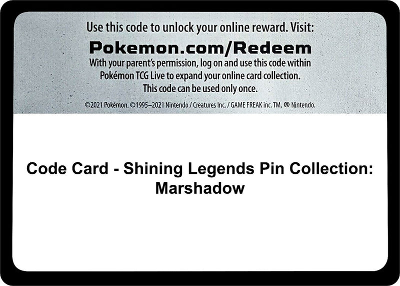 Image for Code Card - Shining Legends Pin Collection: Marshadow (Shining Legends) - Pokemon