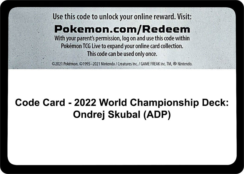 Image for Code Card - 2022 World Championship Deck: Ondrej Skubal (ADP) (World Championship Decks) - Pokemon