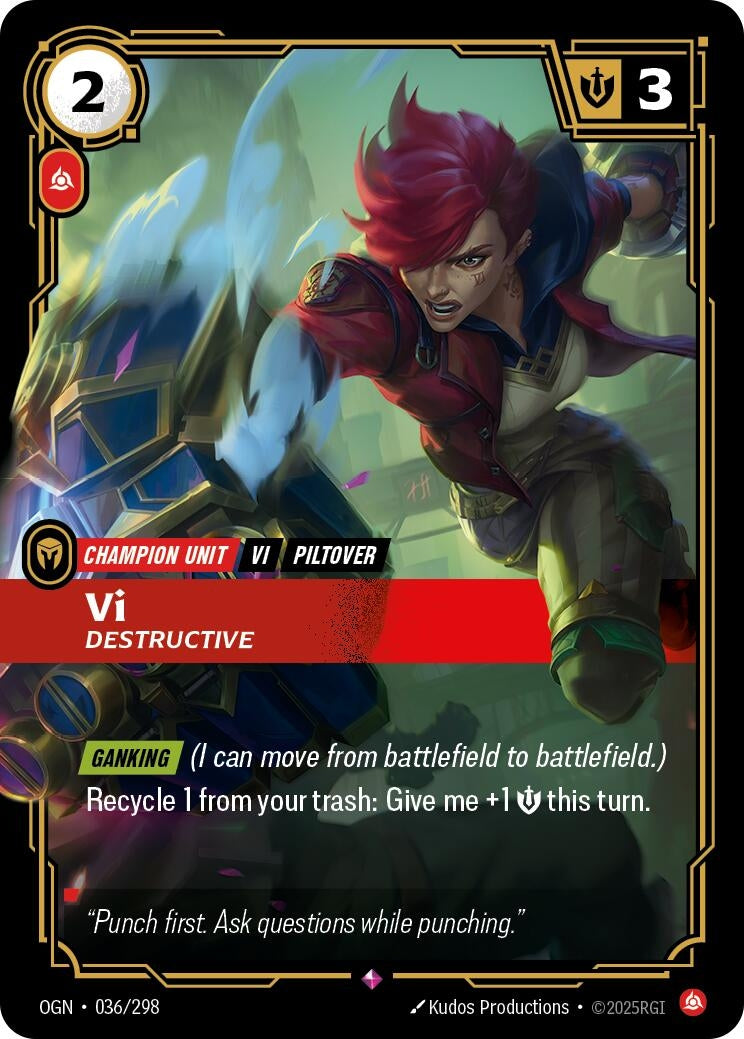 Image for Vi - Destructive (Origins) (036/298) - Riftbound: League of Legends Trading Card Game