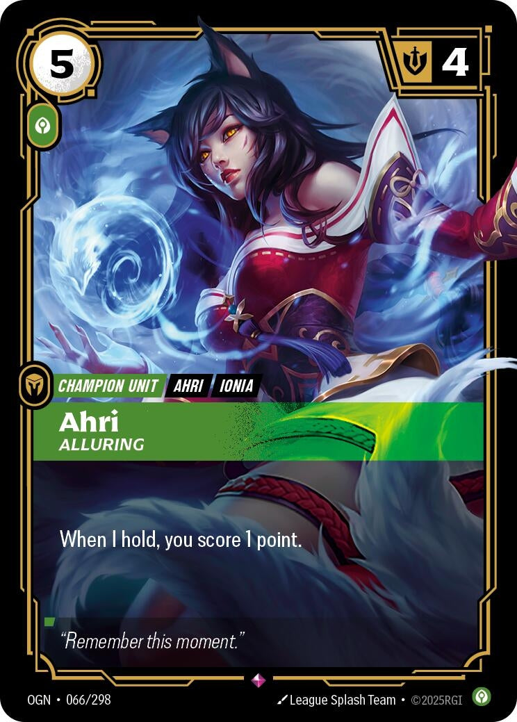 Image for Ahri - Alluring (Origins) (066/298) - Riftbound: League of Legends Trading Card Game