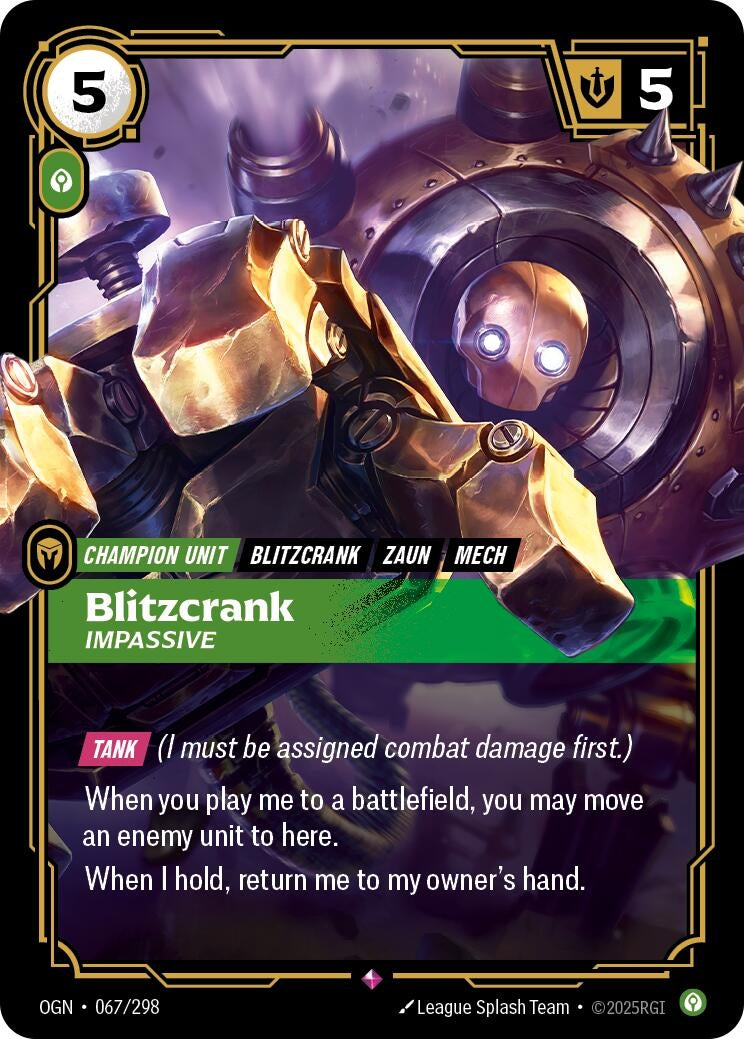 Image for Blitzcrank - Impassive (Origins) (067/298) - Riftbound: League of Legends Trading Card Game