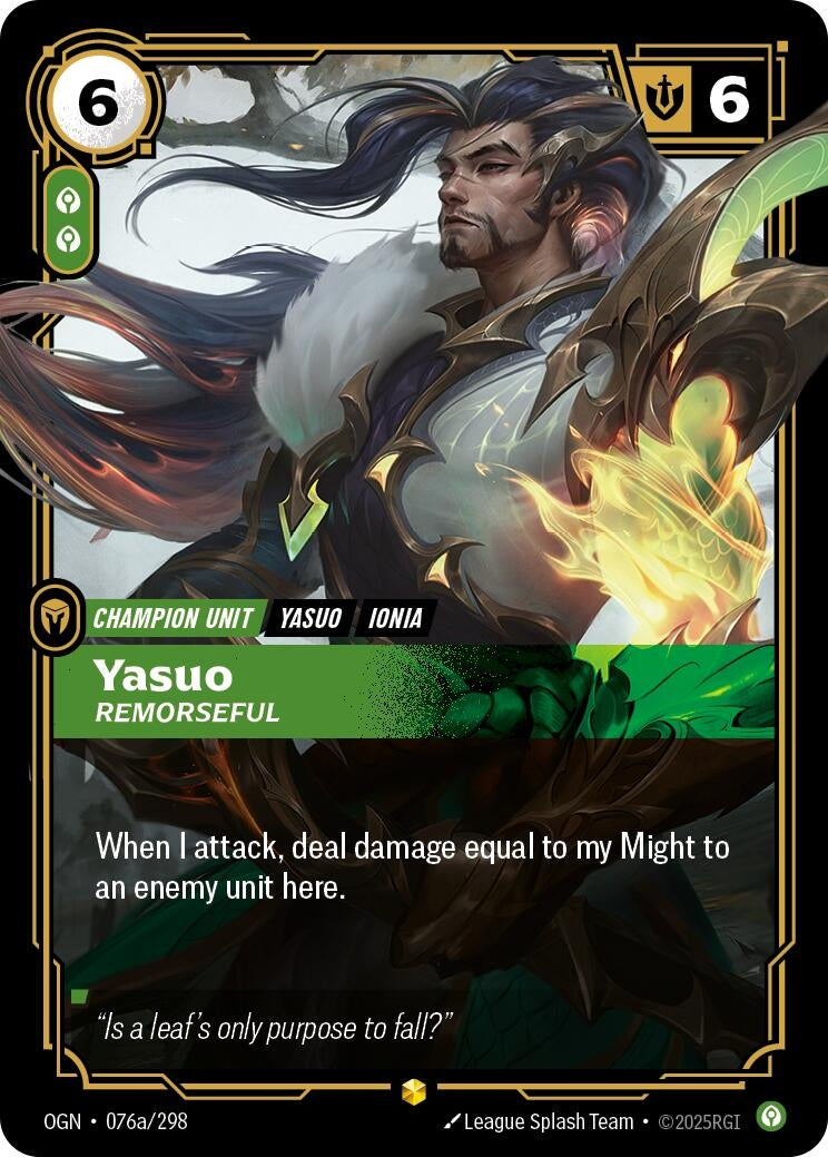 Image for Yasuo - Remorseful (Alternate Art) (Origins) (076a/298) - Riftbound: League of Legends Trading Card Game