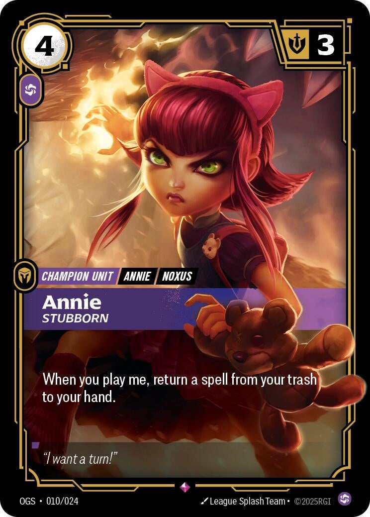 Image for Annie - Stubborn (Origins: Proving Grounds) (010/024) - Riftbound: League of Legends Trading Card Game
