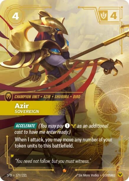 Image for Azir - Sovereign (Spiritforged) (177/221) - Riftbound: League of Legends Trading Card Game