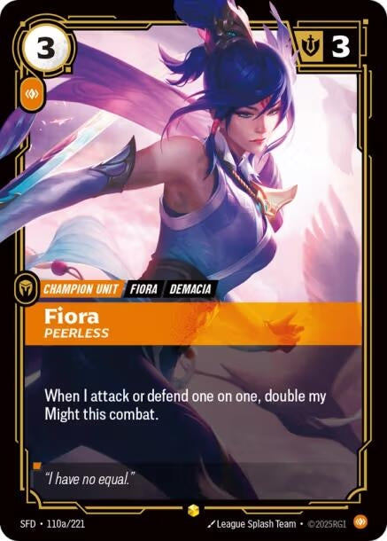 Image for Fiora - Peerless (Alternate Art) (Spiritforged) (110a/221) - Riftbound: League of Legends Trading Card Game
