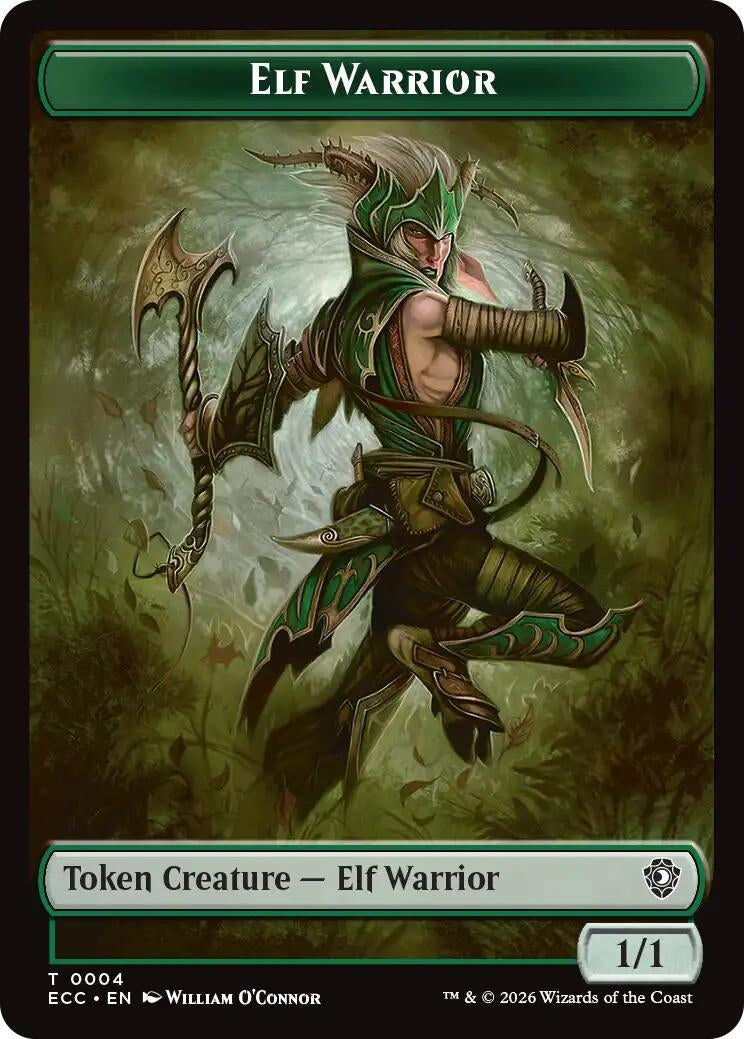 Elf Warrior (0004) // Plant (0005) Double-Sided Token (Lorwyn Eclipsed) (4 // 5)