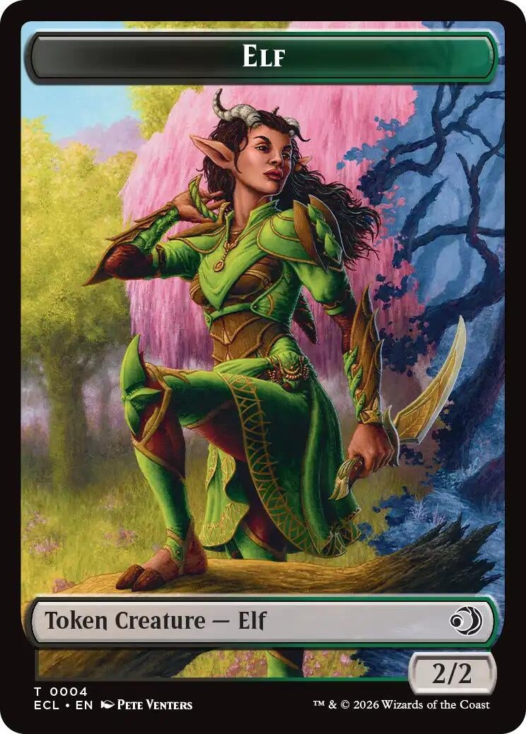 Elf // Kithkin (0007) Double-Sided Token (Lorwyn Eclipsed) (4 // 7)