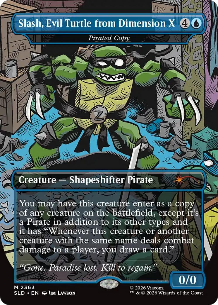 Image for Slash, Evil Turtle from Dimension X - Pirated Copy (Secret Lair Drop Series) (2363) (SLD) - Magic: The Gathering