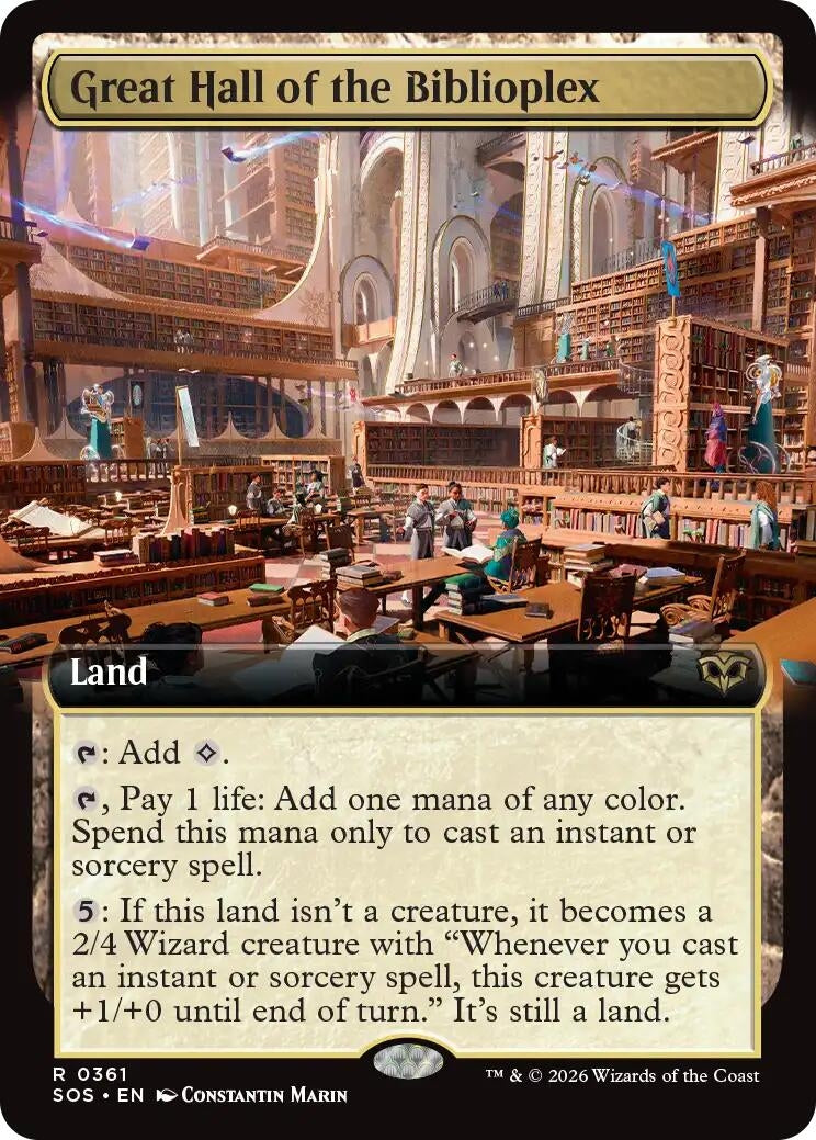 Image for Great Hall of the Biblioplex (Extended Art) (Secrets of Strixhaven) (361) - Magic: The Gathering