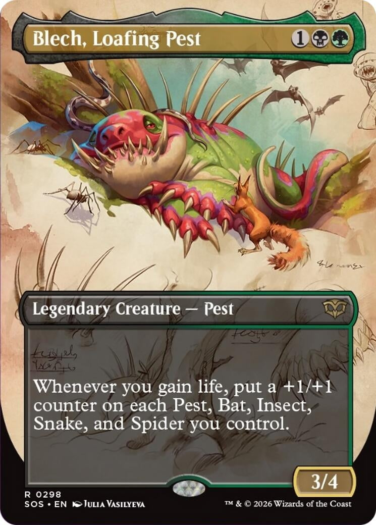 Image for Blech, Loafing Pest (Borderless) (Secrets of Strixhaven) (298) - Magic: The Gathering