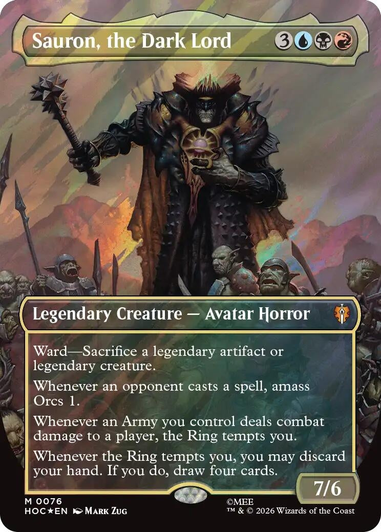 Image for Sauron, the Dark Lord (Borderless) (Surge Foil) (The Hobbit: Eternal-Legal) (76) (HOC) - Magic: The Gathering
