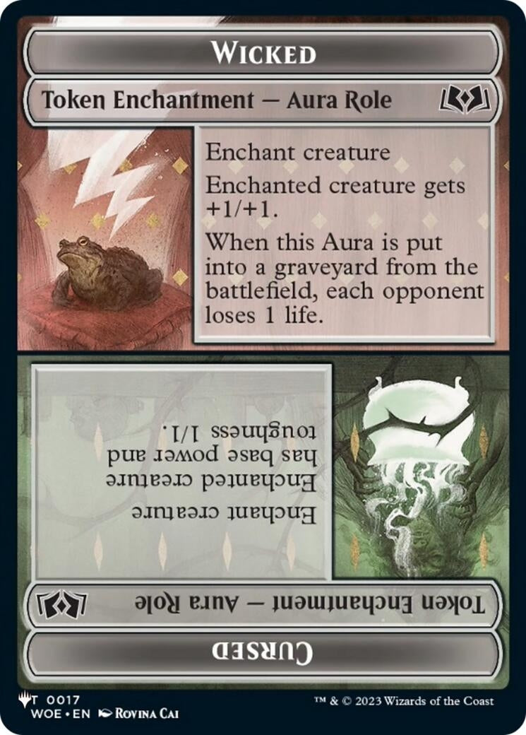Image for Wicked Role / Cursed Role (WOE) // Treasure (MH3) Double-sided Token (The List Reprints) (17 // 34) (LIST) - Magic: The Gathering