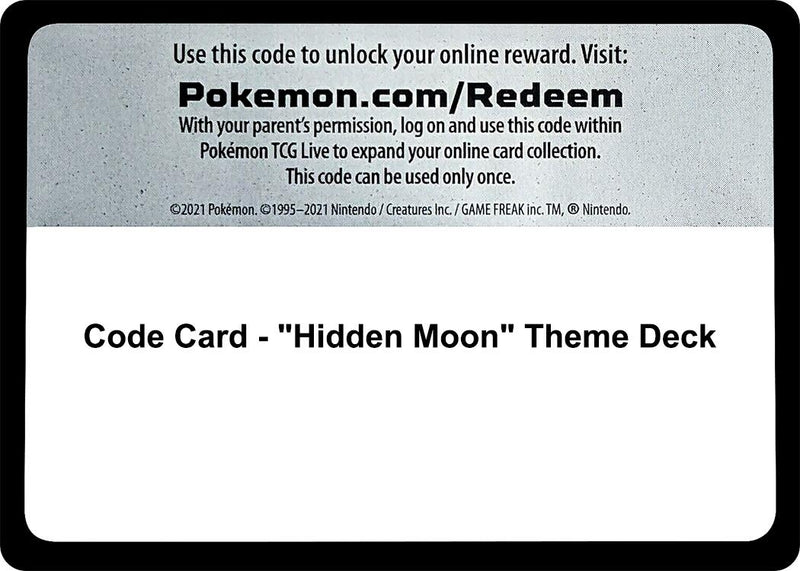 Image for Code Card - "Hidden Moon" Theme Deck (SM - Guardians Rising) - Pokemon