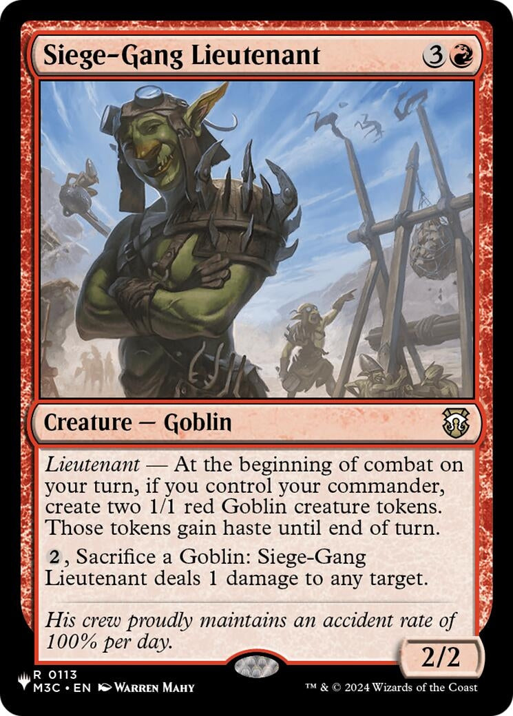 Image for Siege-Gang Lieutenant (The List Reprints) (113) (LIST) - Magic: The Gathering