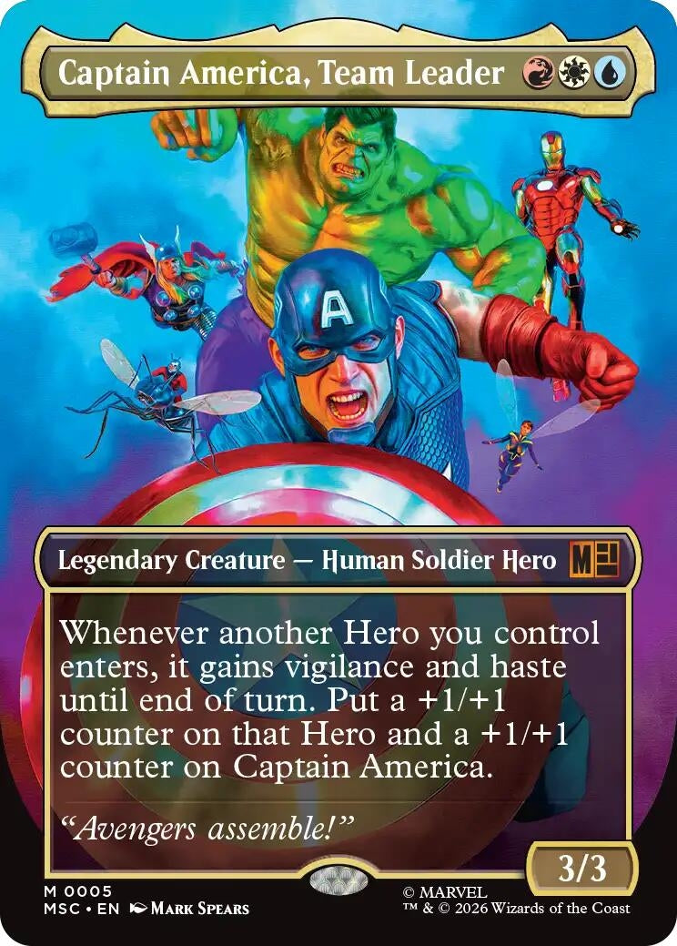 Image for Captain America, Team Leader (Borderless) (Commander: Marvel Super Heroes) (5) - Magic: The Gathering