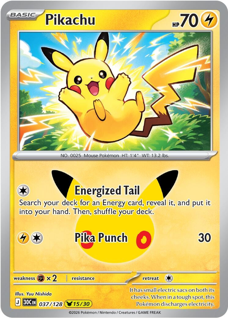 Image for Pikachu (ME: 30th Celebration) (037/128) - Pokemon