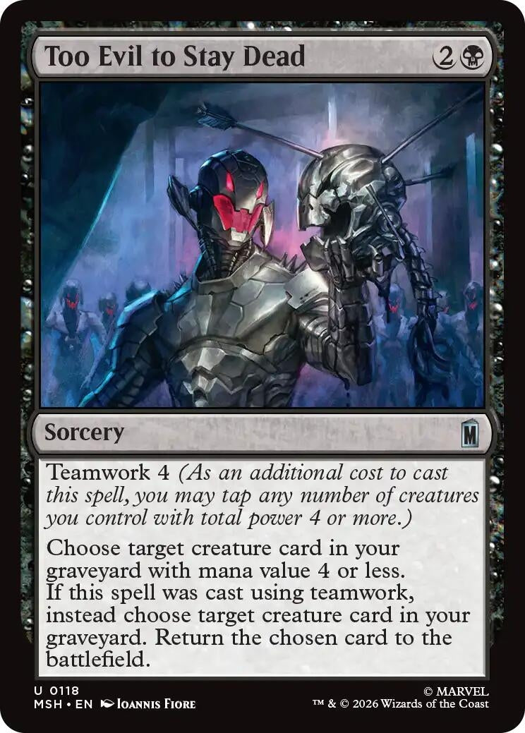 Image for Too Evil to Stay Dead (Marvel Super Heroes) (118) - Magic: The Gathering