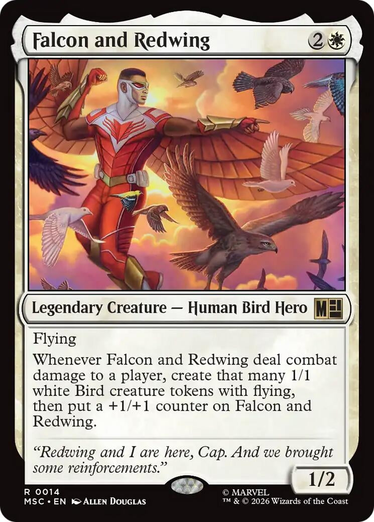Image for Falcon and Redwing (Commander: Marvel Super Heroes) (14) (MSC) - Magic: The Gathering