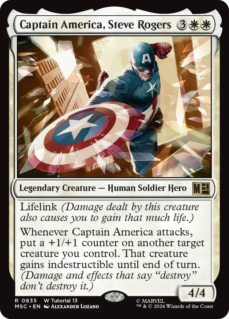 Image for Captain America, Steve Rogers (0835) (Commander: Marvel Super Heroes) (835) (MSC) - Magic: The Gathering
