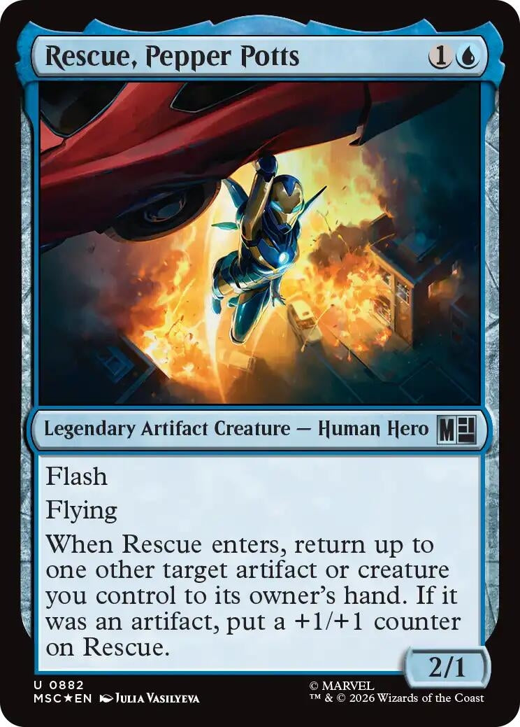 Image for Rescue, Pepper Potts (Surge Foil) (Commander: Marvel Super Heroes) (882) (MSC) - Magic: The Gathering