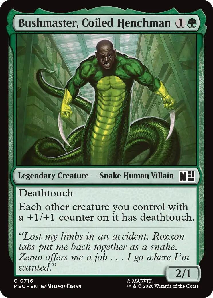 Image for Bushmaster, Coiled Henchman (Commander: Marvel Super Heroes) (716) (MSC) - Magic: The Gathering