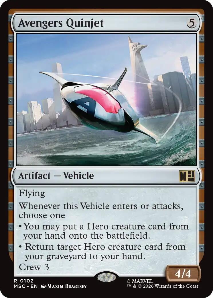 Image for Avengers Quinjet (Surge Foil) (Commander: Marvel Super Heroes) (102) (MSC) - Magic: The Gathering