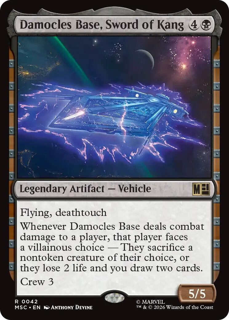 Image for Damocles Base, Sword of Kang (Surge Foil) (Commander: Marvel Super Heroes) (42) (MSC) - Magic: The Gathering