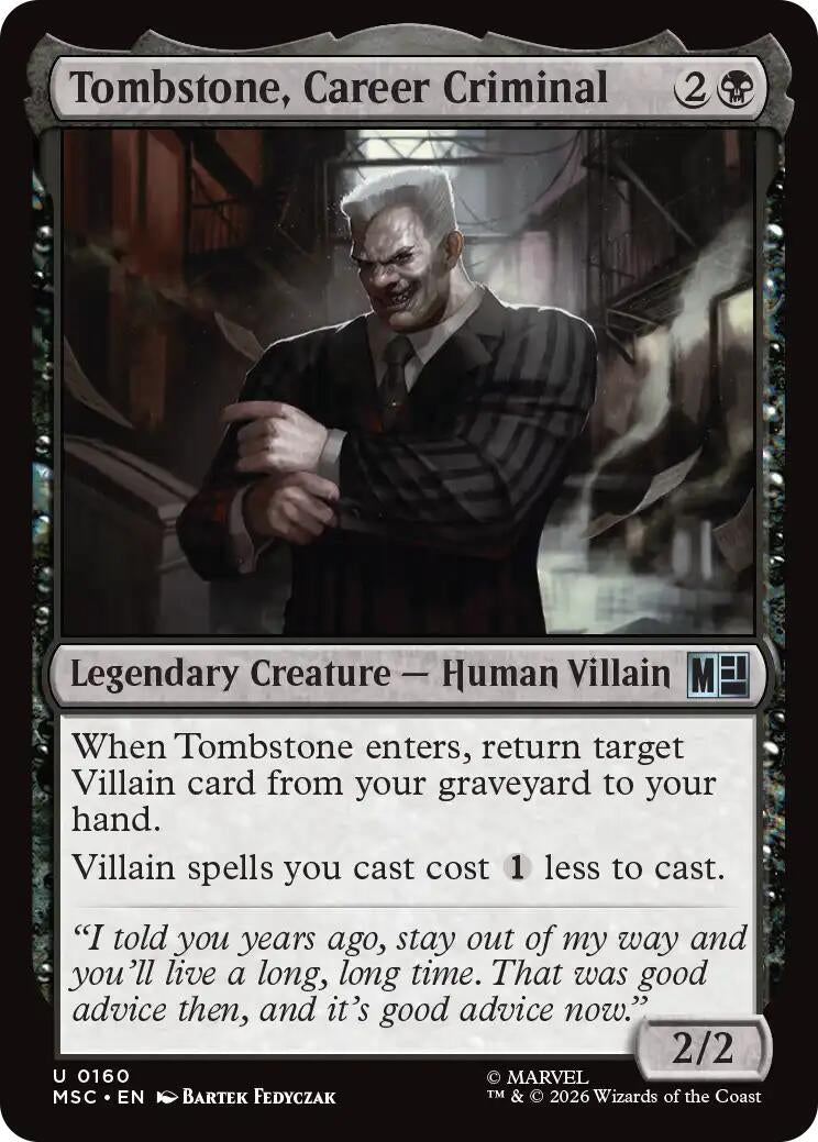 Image for Tombstone, Career Criminal (0160) (Surge Foil) (Commander: Marvel Super Heroes) (160) (MSC) - Magic: The Gathering