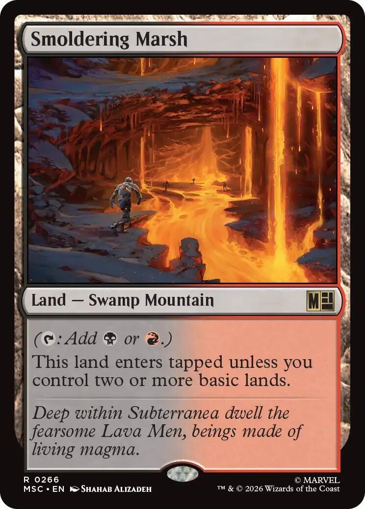 Image for Smoldering Marsh (Commander: Marvel Super Heroes) (266) (MSC) - Magic: The Gathering