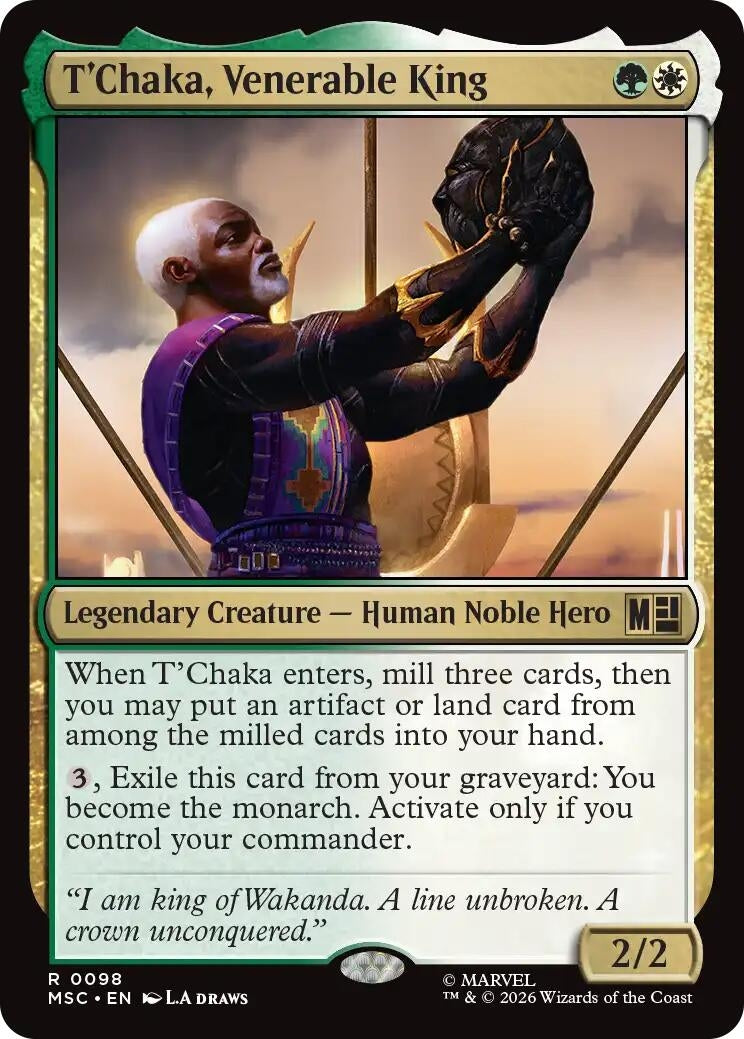 Image for T'Chaka, Venerable King (Surge Foil) (Commander: Marvel Super Heroes) (98) (MSC) - Magic: The Gathering