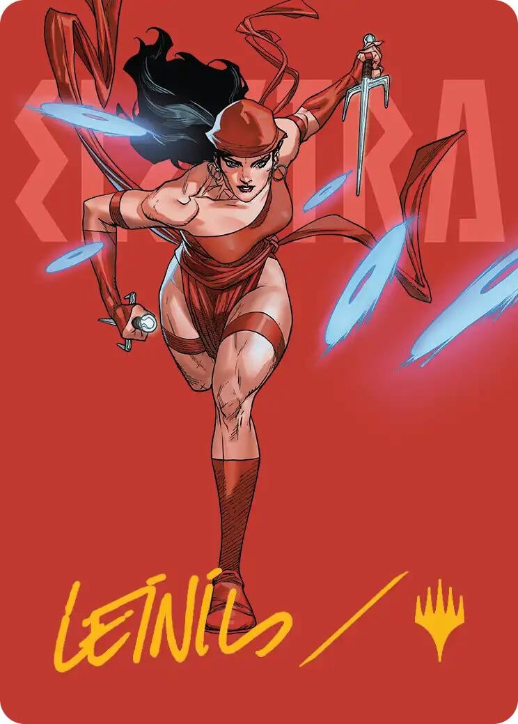 Image for Elektra, Daughter of the Hand Art Card (Gold-Stamped Signature) (Art Series: Marvel Super Heroes) (25) (AAMSH) - Magic: The Gathering