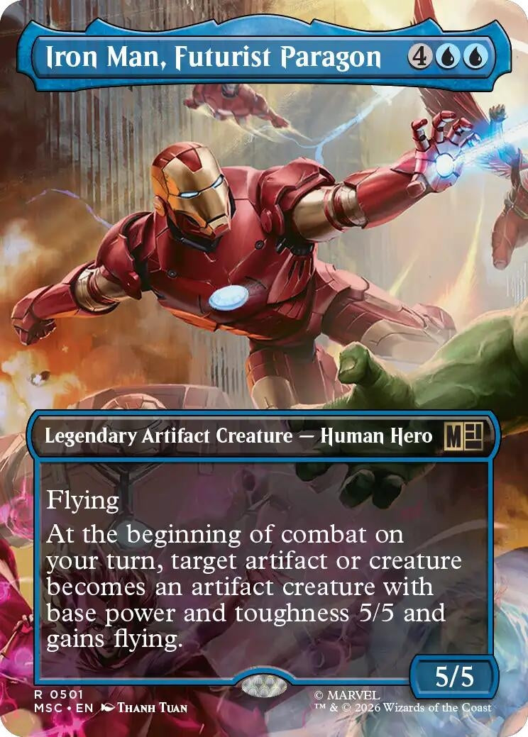 Image for Iron Man, Futurist Paragon (Borderless) (Commander: Marvel Super Heroes) (501) (MSC) - Magic: The Gathering