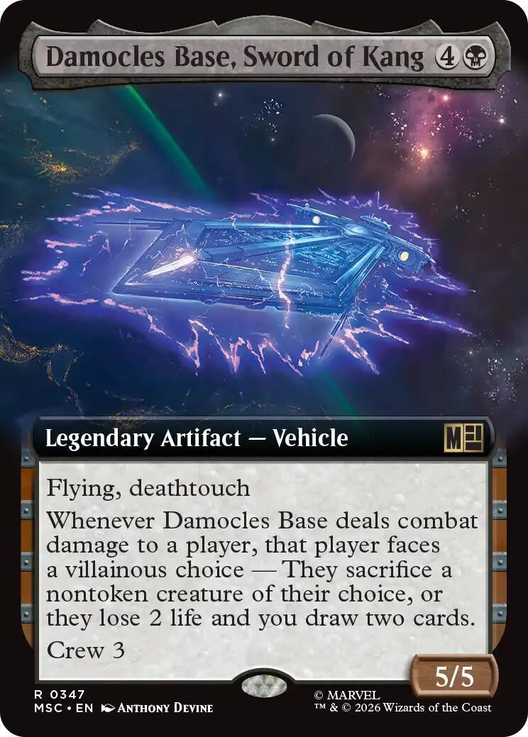 Image for Damocles Base, Sword of Kang (Extended Art) (Commander: Marvel Super Heroes) (347) (MSC) - Magic: The Gathering