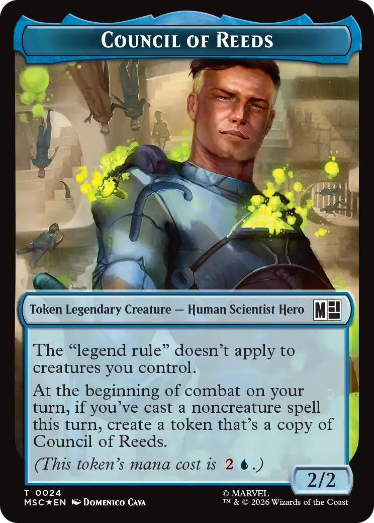 Image for Council of Reeds (0024) // Merfolk (0024) Double-Sided Token (Surge Foil) (Commander: Marvel Super Heroes) (24 // 24) (MSC) - Magic: The Gathering