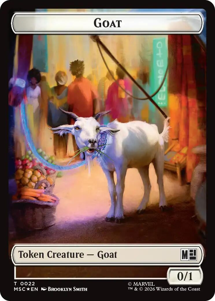 Image for Goat // Soldier Double-Sided Token (Surge Foil) (Commander: Marvel Super Heroes) (22 // 23) (MSC) - Magic: The Gathering