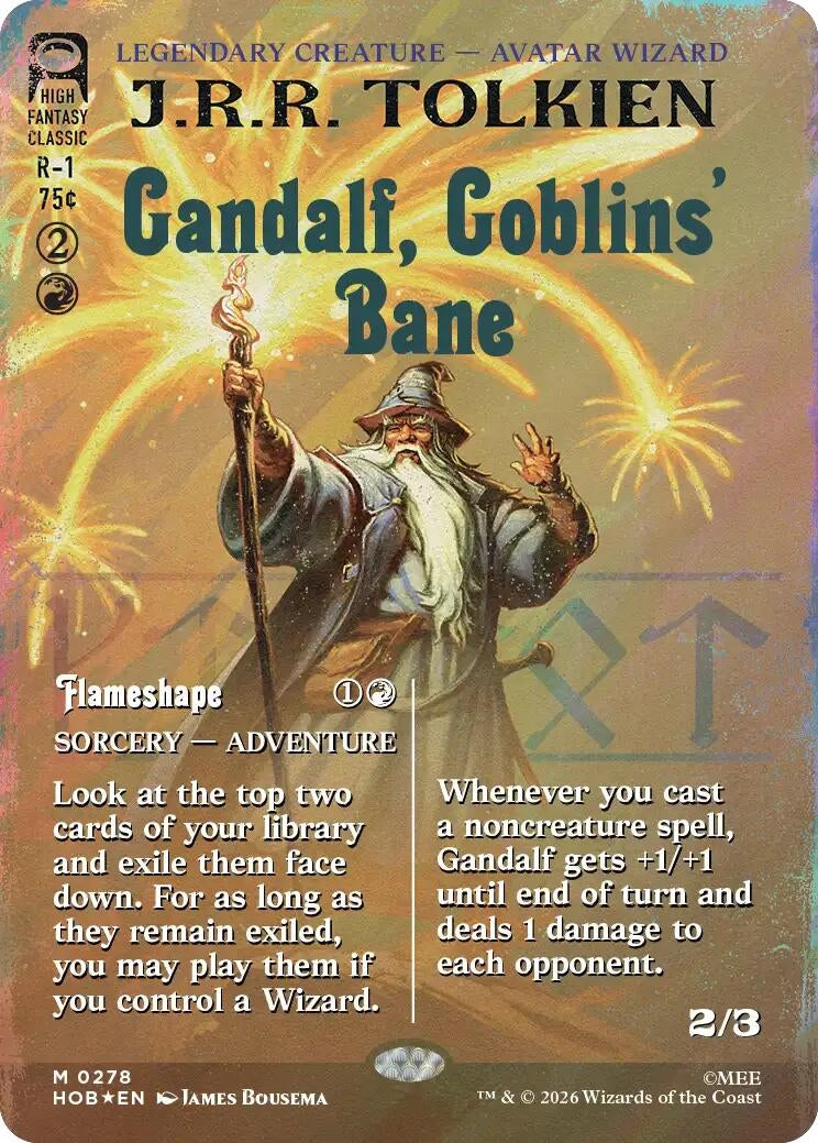 Image for Gandalf, Goblins' Bane (Borderless) (Surge Foil) (The Hobbit) (278) (HOB) - Magic: The Gathering