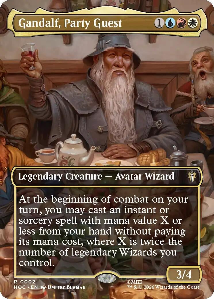 Image for Gandalf, Party Guest (Borderless) (The Hobbit: Eternal-Legal) (2) (HOC) - Magic: The Gathering