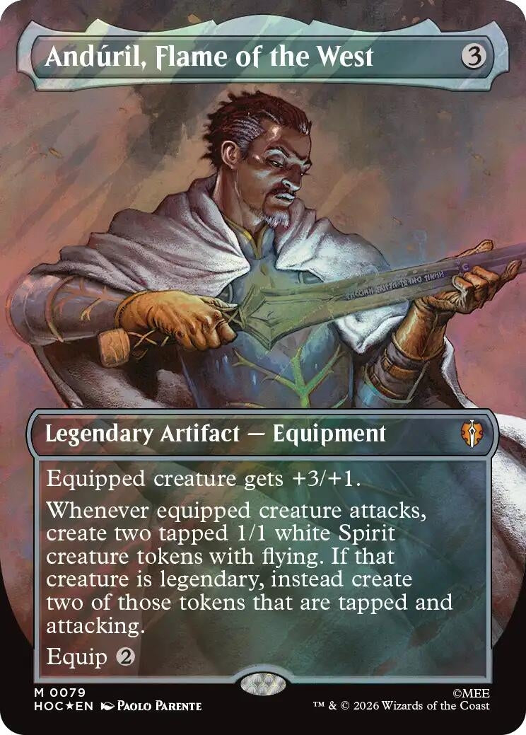 Image for Anduril, Flame of the West (Borderless) (Surge Foil) (The Hobbit: Eternal-Legal) (79) (HOC) - Magic: The Gathering