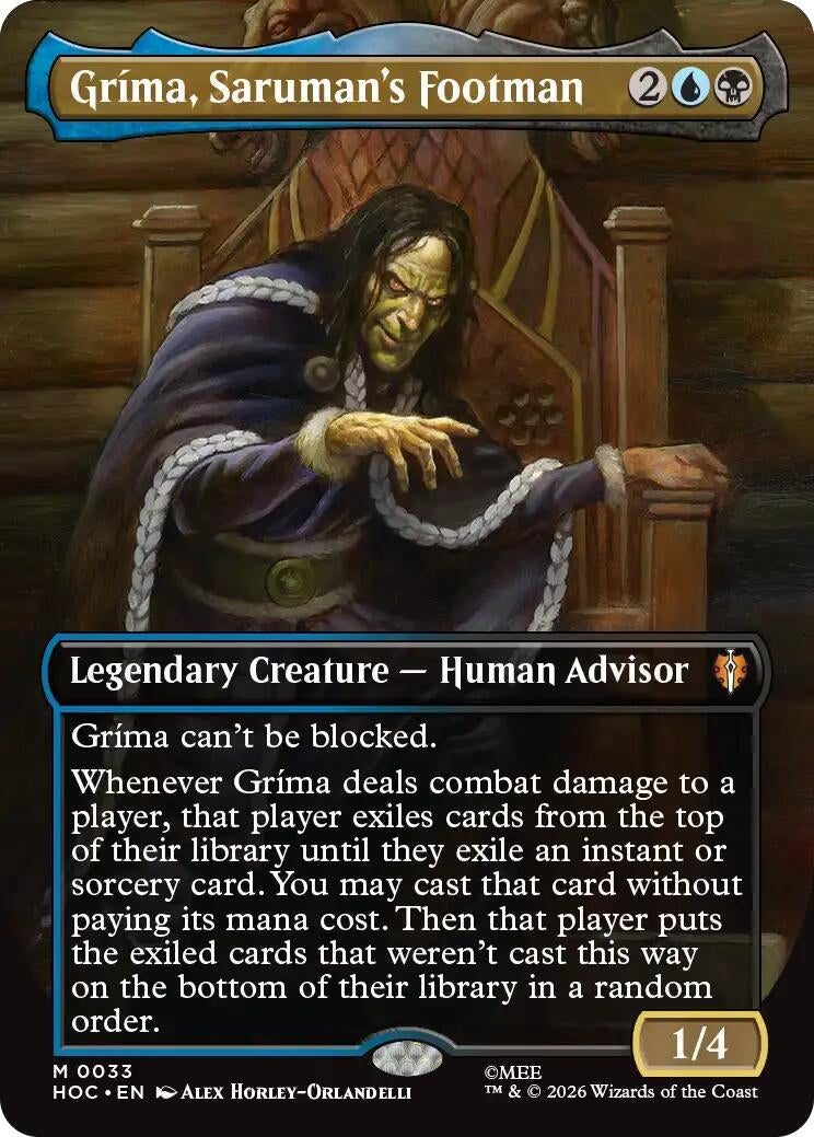 Image for Grima, Saruman's Footman (Borderless) (The Hobbit: Eternal-Legal) (33) (HOC) - Magic: The Gathering