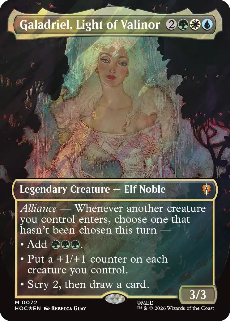 Image for Galadriel, Light of Valinor (Borderless) (Surge Foil) (The Hobbit: Eternal-Legal) (72) (HOC) - Magic: The Gathering