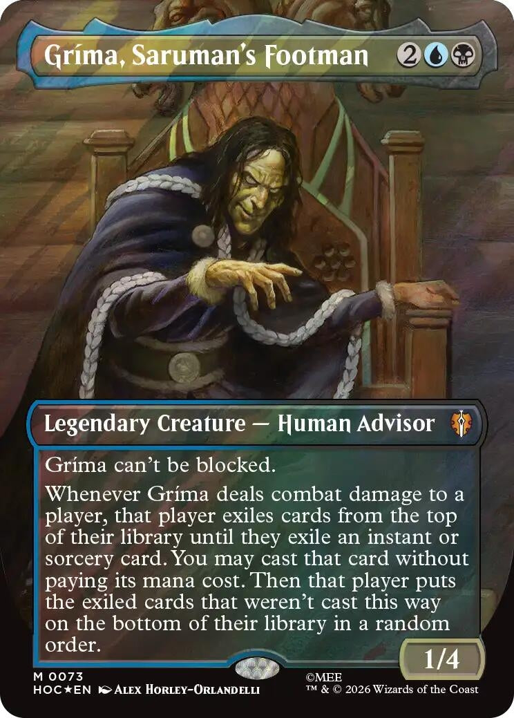 Image for Grima, Saruman's Footman (Borderless) (Surge Foil) (The Hobbit: Eternal-Legal) (73) (HOC) - Magic: The Gathering