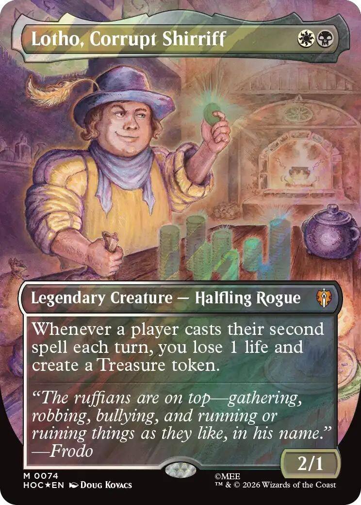Image for Lotho, Corrupt Shirriff (Borderless) (Surge Foil) (The Hobbit: Eternal-Legal) (74) (HOC) - Magic: The Gathering