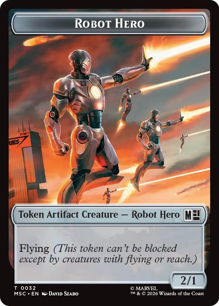 Image for Robot Hero // Villain Double-Sided Token (Commander: Marvel Super Heroes) (32 // 9) (MSC) - Magic: The Gathering